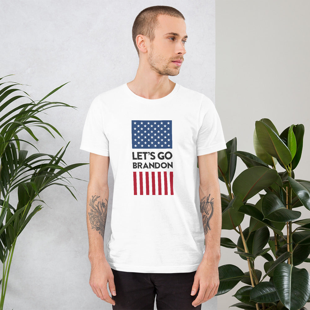 Let's Go Brandon USA Flag T-Shirt (White)